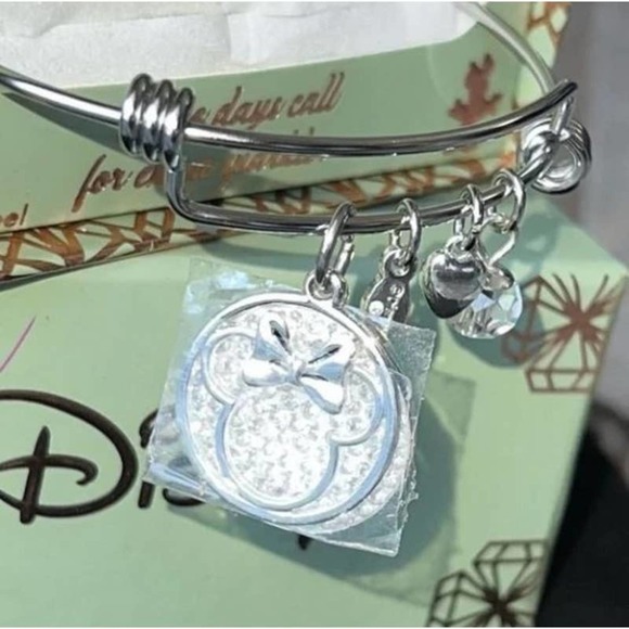 New Disney Minnie Mouse 8in Crystal Bangle Bracelet (Extra Sparkle Days) - NIB - Picture 7 of 11